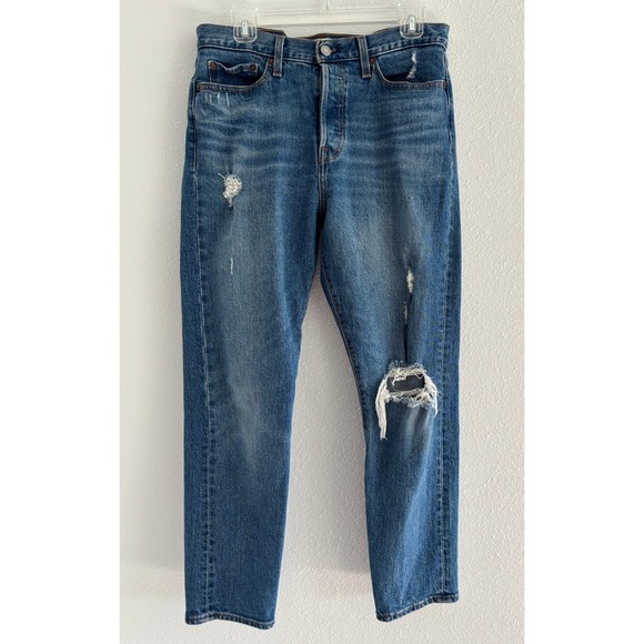 Levis Denim - Levis Jeans Womens 29 Blue Wedgie Straight Button Fly High Rise Dark Wash Denim‎